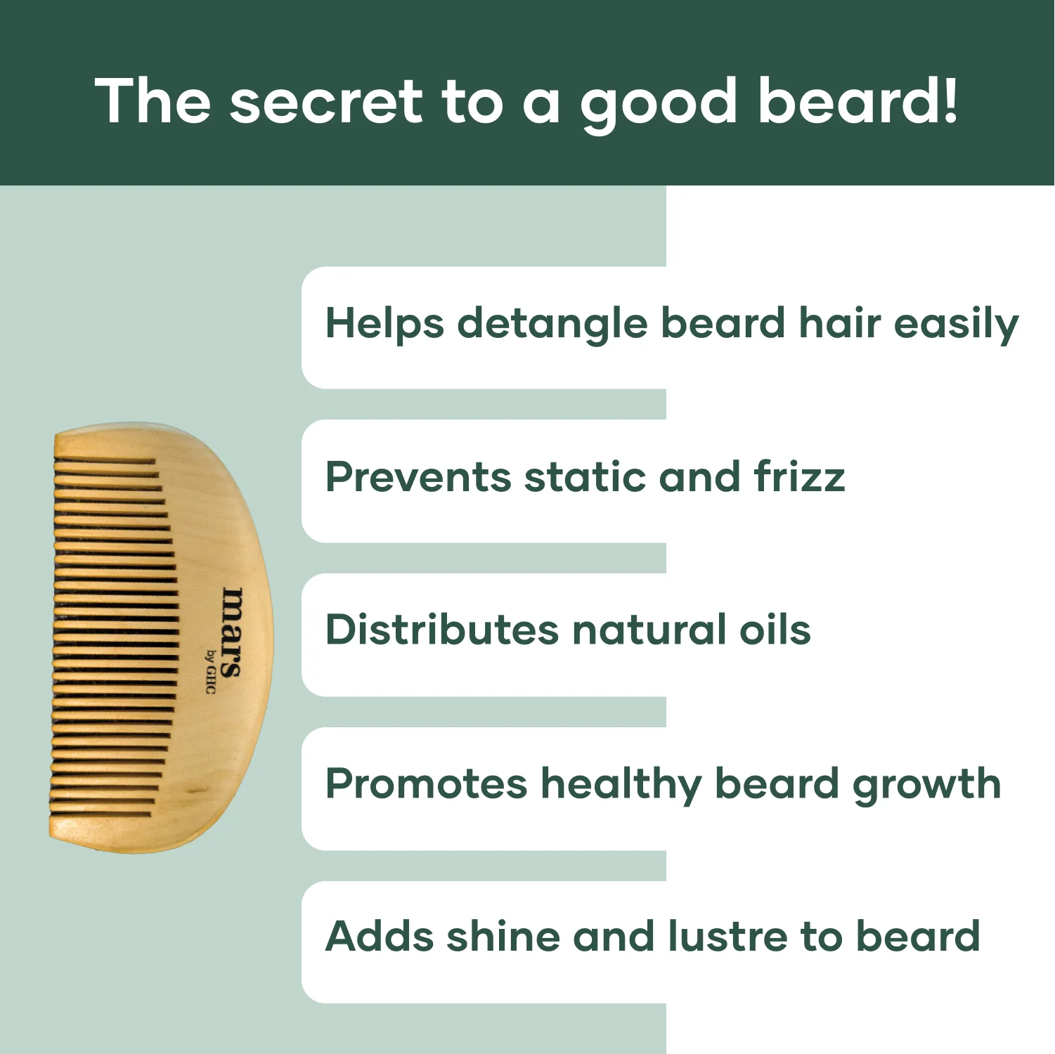 Wooden Beard Comb | Made With Neem Wood | Better Beard Shape | Pocket Size | Dandruff control Itch free beard - Image 3