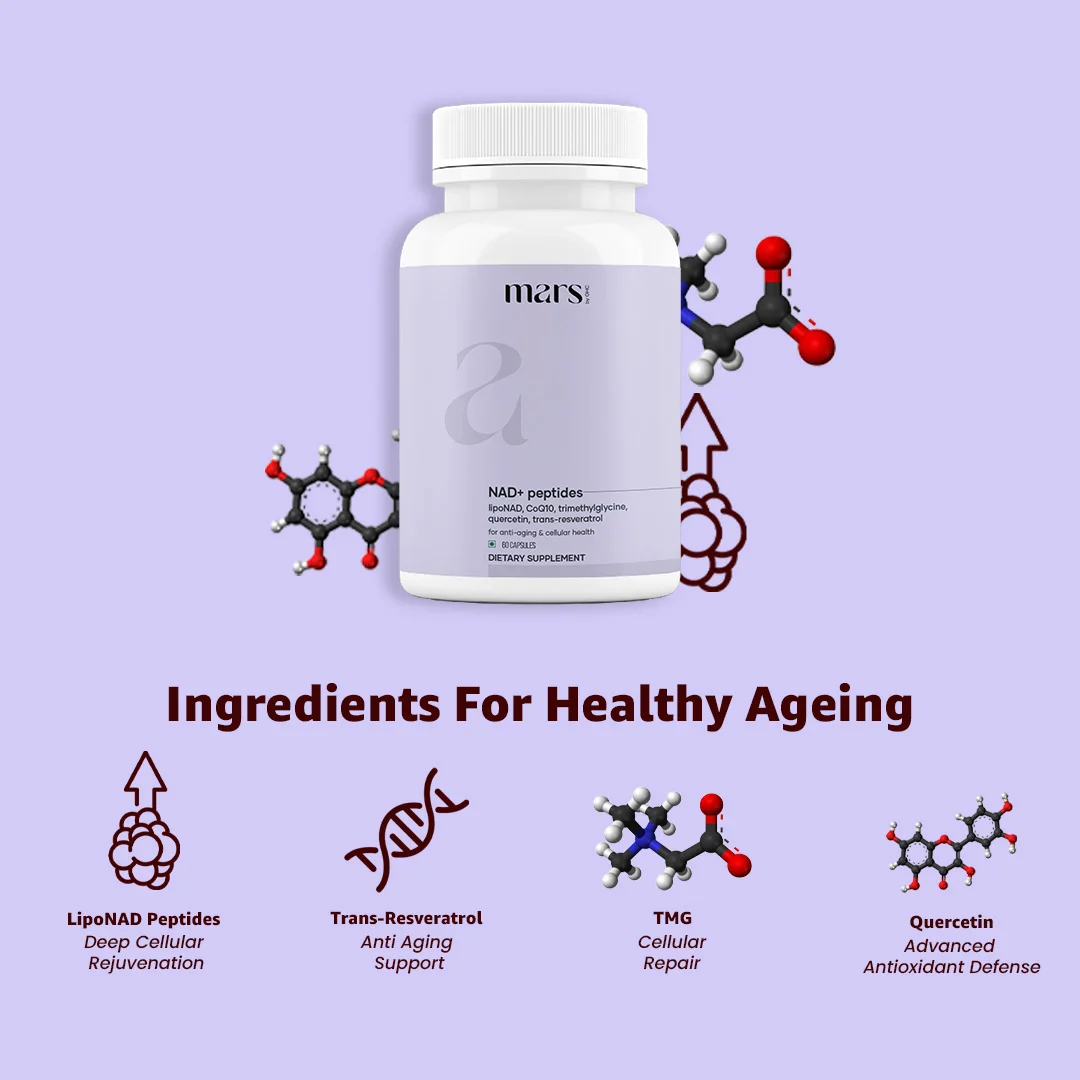 Mars NAD+ Peptides 1000MG with Liposomal NAD, Trans-Resveratrol, CoQ10 for Anti-Ageing, Skin Tightening & Cellular Repair - Image 10
