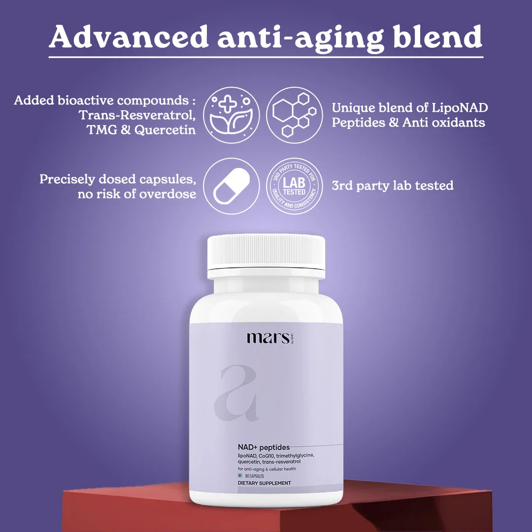 Mars NAD+ Peptides 1000MG with Liposomal NAD, Trans-Resveratrol, CoQ10 for Anti-Ageing, Skin Tightening & Cellular Repair - Image 4